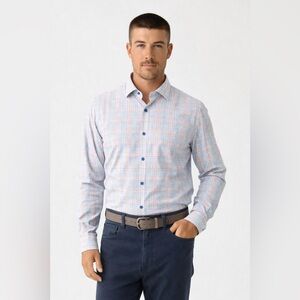 David Donahue Men's Fusion Performance Dress Shirt Button Up Size 17.5 XL